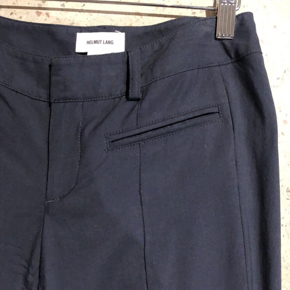Helmut Lang Navy Tech Pintuck Tapered Trousers - Picture 3 of 8